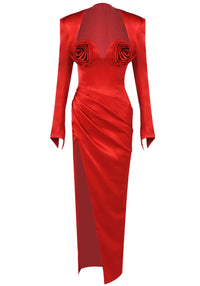 Bexlen Long Sleeve Floral Maxi Two Piece Dress In Red