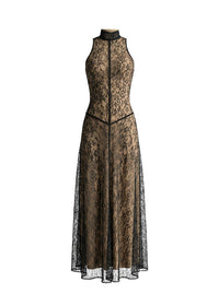 Cyalith Lace A Line Maxi Dress In Black