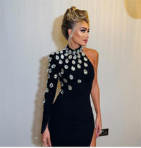 Sarly Asymmetrical Crêpe Dress In Black