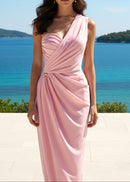 Syrax One Shoulder Draped Maxi Dress In Pink