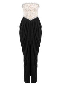 Finlay Lace Beaded Strapless Maxi Dress