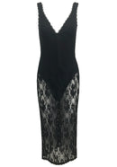 Fariba Scalloped Lace Midi Dress In Black