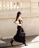 Ninamo Strapless Corset Two Piece Maxi Dress Black Nude