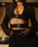 Rayen Button-Button Suit Skirt Two-Piece Set In Black