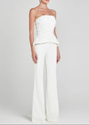 Robles Strapless Floral Peplum Two Piece Jumpsuit In White