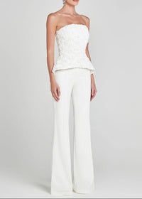 Robles Strapless Floral Peplum Two Piece Jumpsuit In White