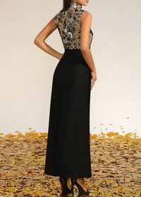 Ailbern Floral Embroidered Maxi Dress In Black