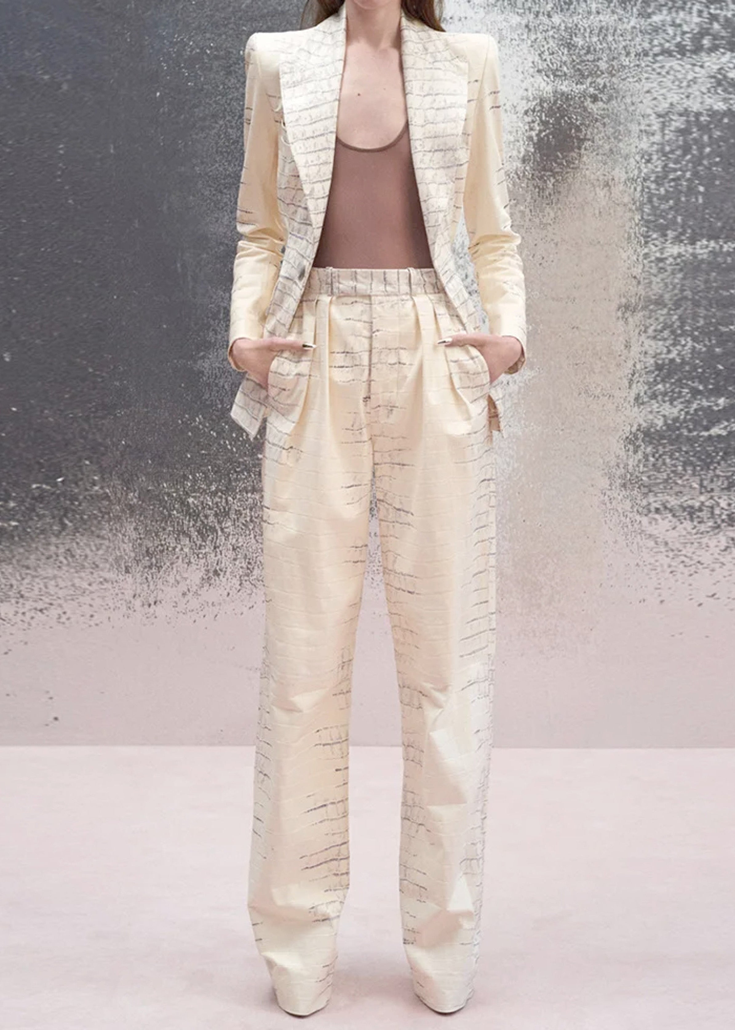 Raelith Crocodile Print Suit In Ivory