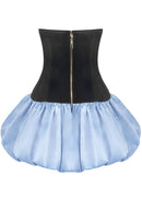 Albena Velvet Deep V Bow Puffy Mini Dress