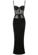 Mariela Lace Corset Maxi Velvet Dress In Black