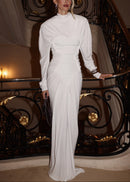 Linore Long Sleeve Draped Structured Maxi Dress
