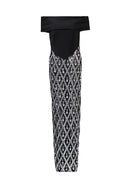 Isomorph Bardot Crystal Embellished Maxi Dress In Black