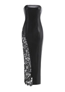 Laisha Faux Leather Lace Maxi Dress In Black