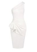 Dracen One Shoulder Draped Midi Dress
