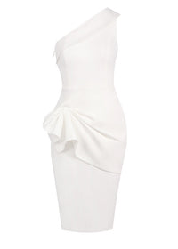 Dracen One Shoulder Draped Midi Dress