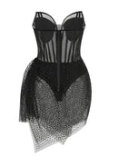 Ngaio Strapless Rhinestone Mesh Dress