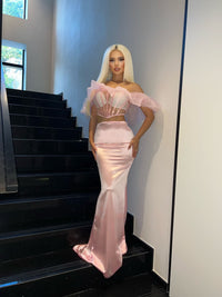 Lapani Off Shoulder Corset Satin Skirt Set