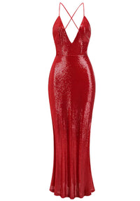 Akshay Sequin Maxi Dress In Red