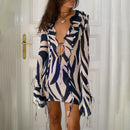 Kavaca Long Sleeve Ruffle Mini Dress