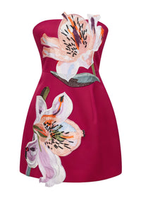 Eliezra Pink Floral Embroidered Mini Dress