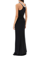 Sheyla Crystal Braided Rope Cutout Maxi Dress In Black