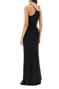 Sheyla Crystal Braided Rope Cutout Maxi Dress In Black