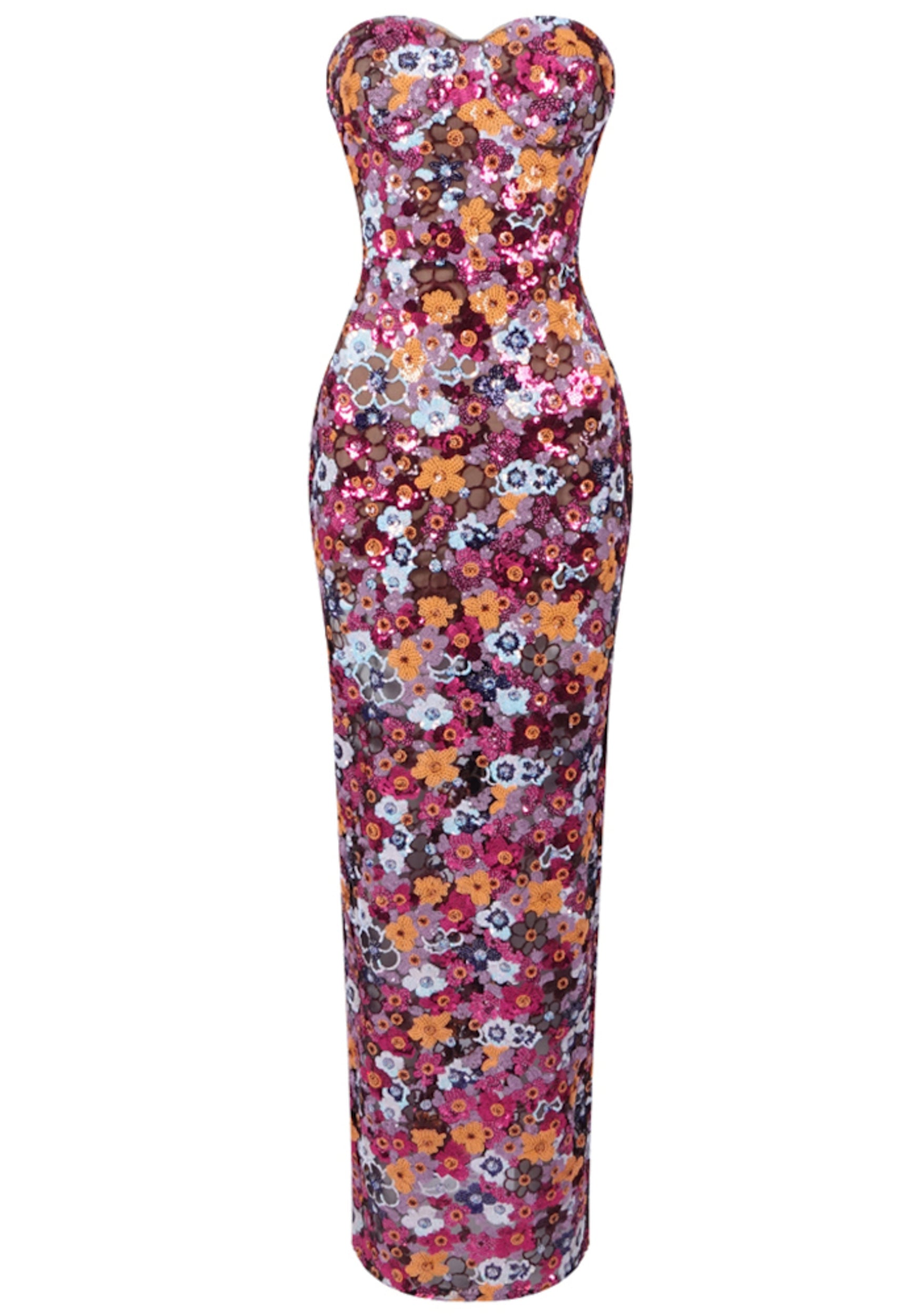Rehan Strapless Floral Bustier Maxi Dress
