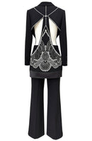 Olaniyi Long Sleeve Crystal Cutout Detail Suit In Black
