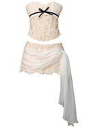Gaelith Strapless Floral Corset Two Piece Dress In Ivory