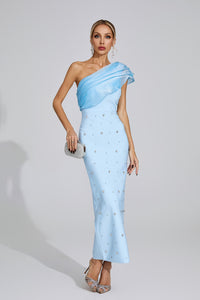 Eryndra Diamond Bandage Maxi Dress In Blue