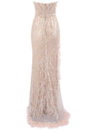 Crython Strapless Floral Sequin Maxi Dress In Nude