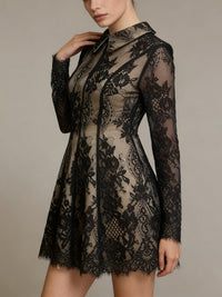 Celestyn Black Floral Lace Mini Dress