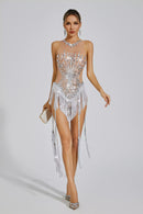 Salama Crystal Fringe Bodysuit