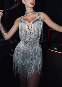 Clauda Sequin Fringe Mini Dress