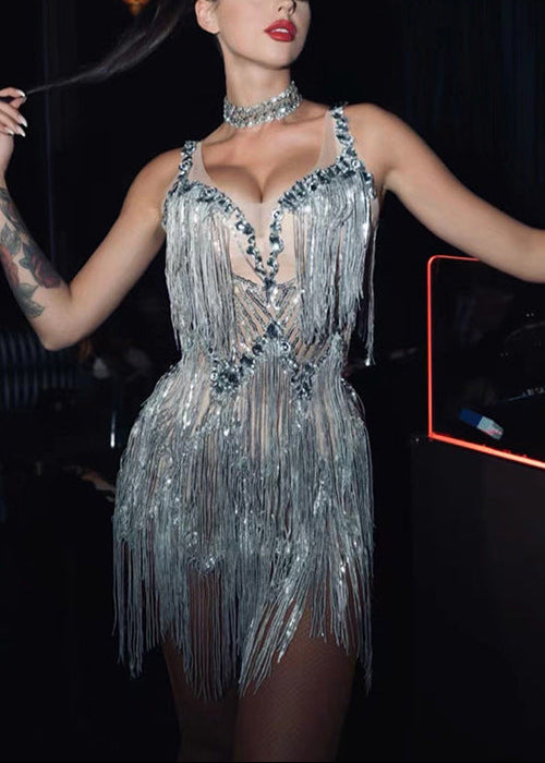 Clauda Sequin Fringe Mini Dress