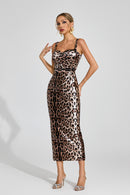 Hexis Animal Print Bustier Midi Dress