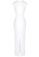 Nakia Sleeveless Mesh Insert Maxi Dress In White
