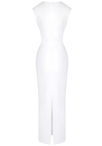 Nakia Sleeveless Mesh Insert Maxi Dress In White