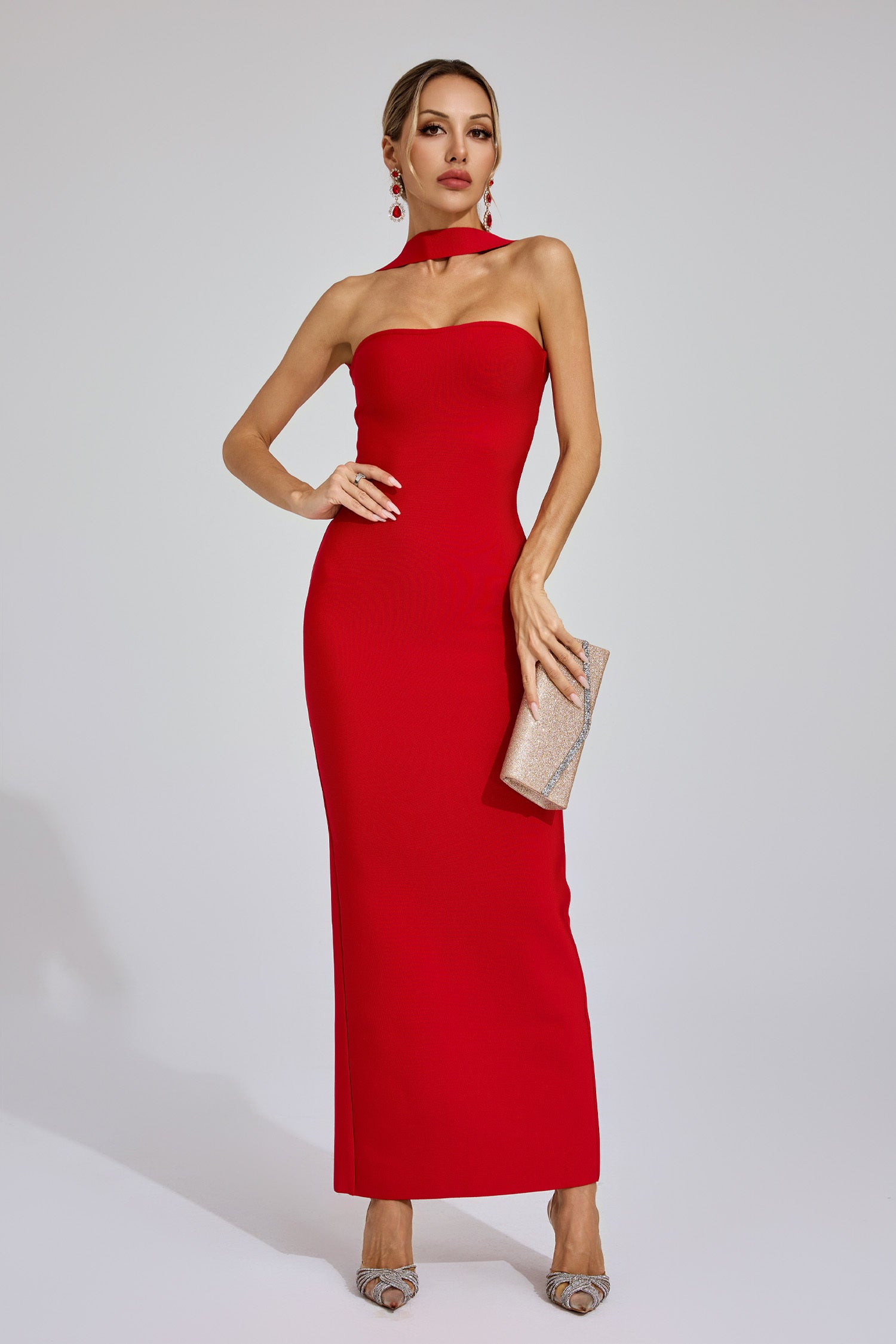 karen red dress KAREN MILLEN vintage red satin pencil dress Jet Set Dresses