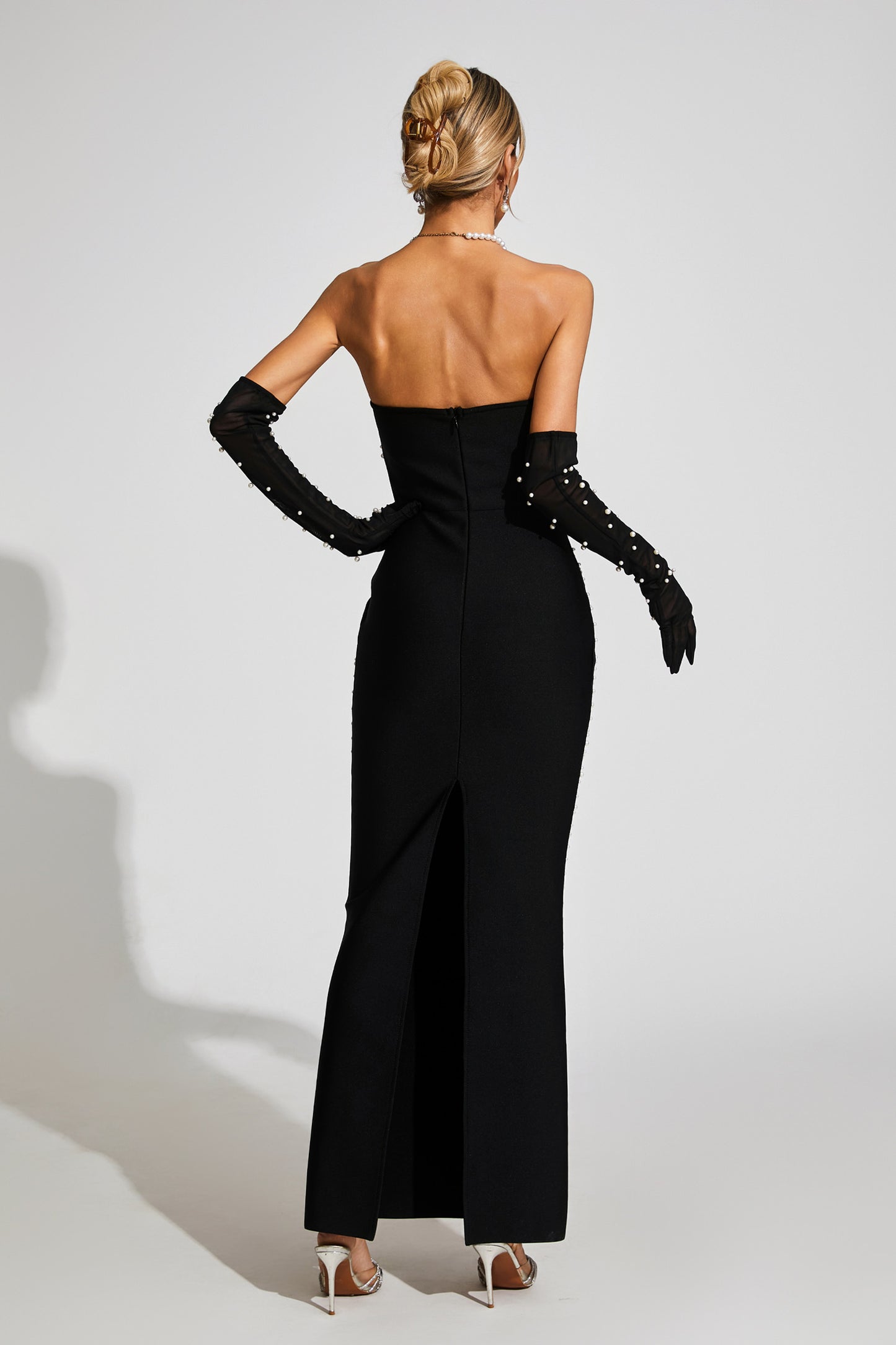 Safiya Off Shoulder Bandage Maxi Dress In Black