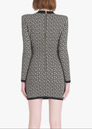 Mystica Short Bicolor Jacquard Mini Dress With Monogram