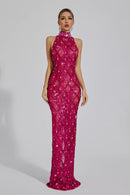 Cate Rose Red Diamond Maxi Dress