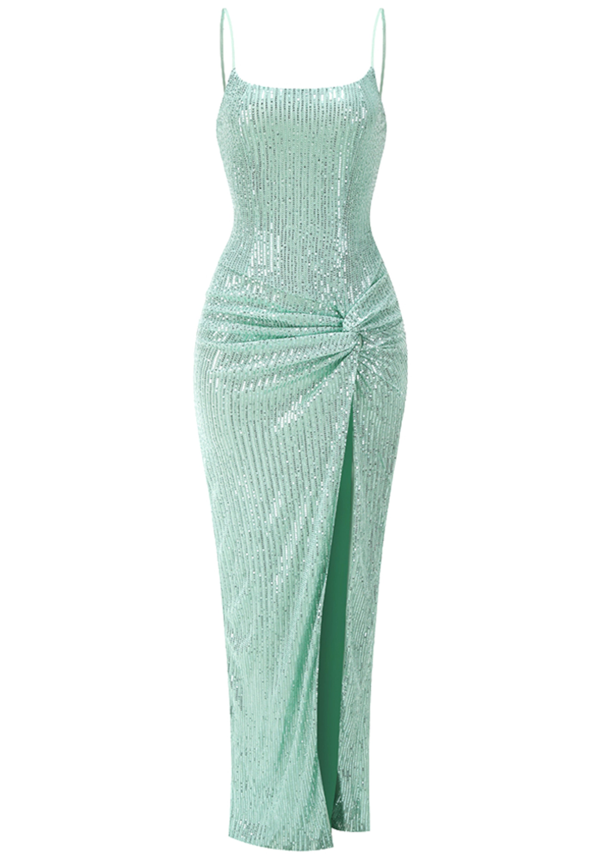 Wylda Sequin Corset Maxi Dress In Green