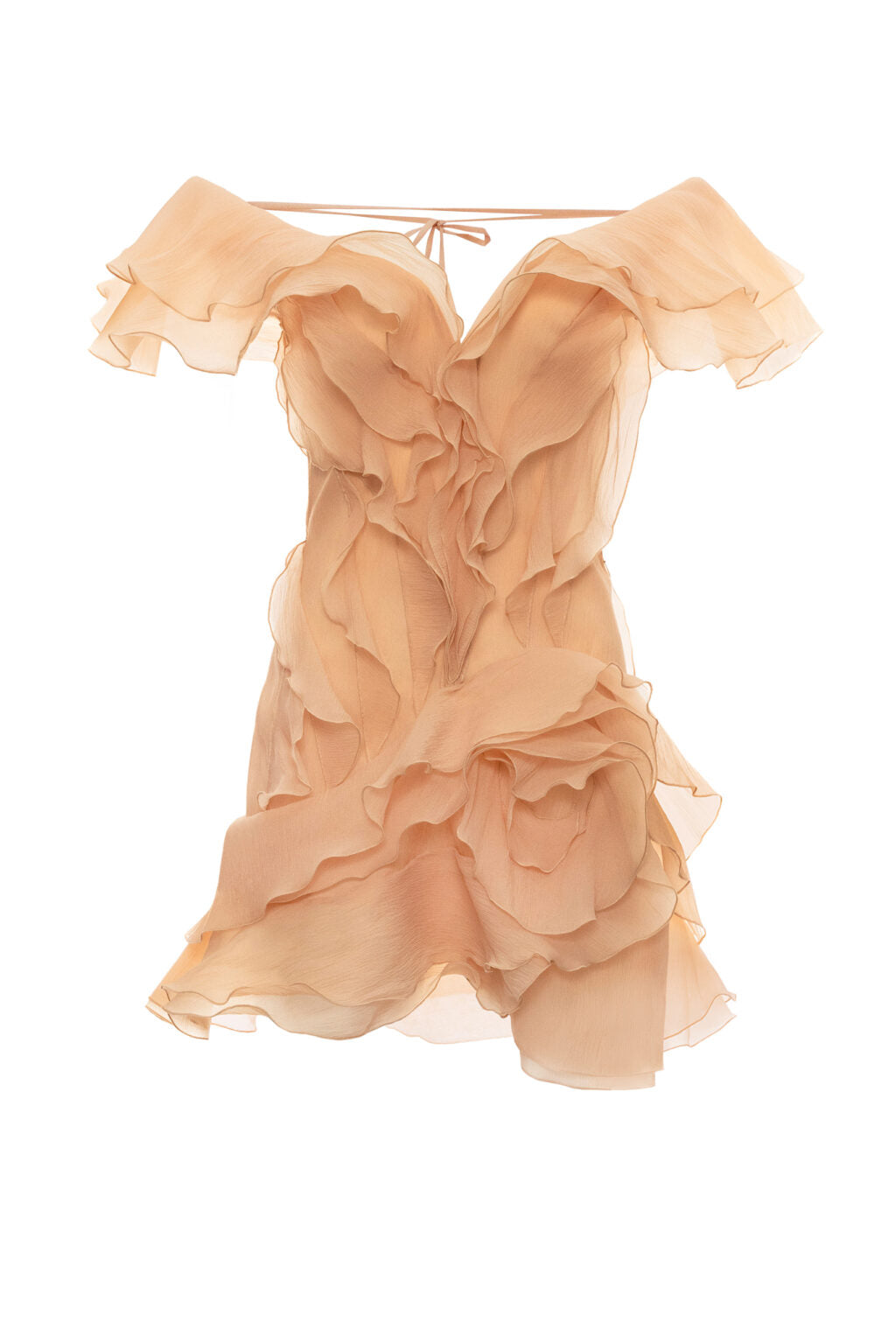 Theia Ruffle Layers Strapless Mini Dress In Coral