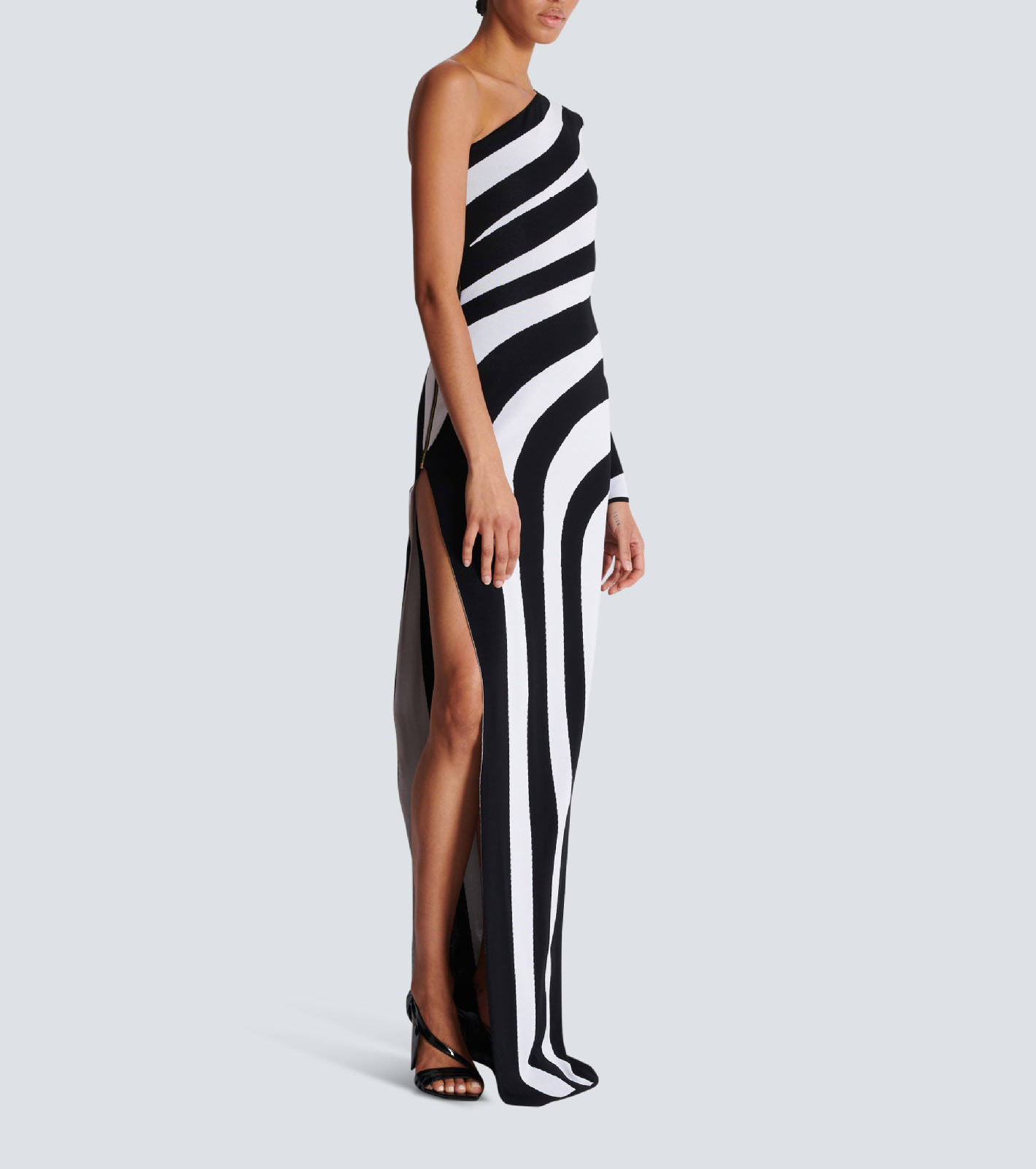 Leib Asymmetrical Striped Knit Maxi Dress