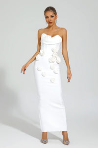 Kater Strapless Flower Bandage Dress