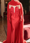 Styx Mesh Insert Tassel Maxi Dress In Red