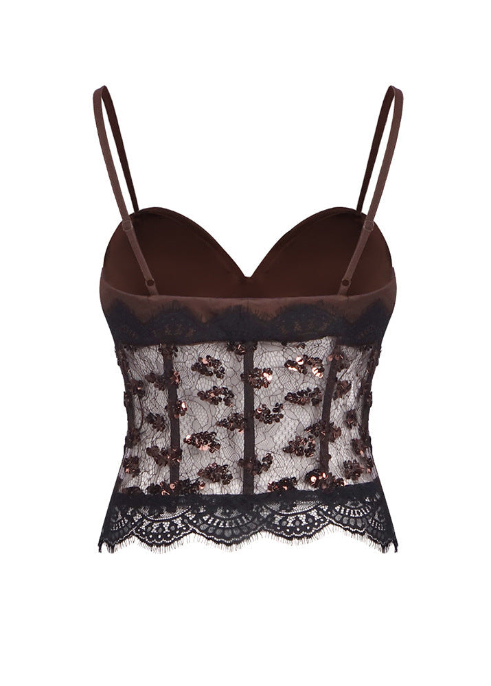 Raevyra Sequin Lace Corset Top