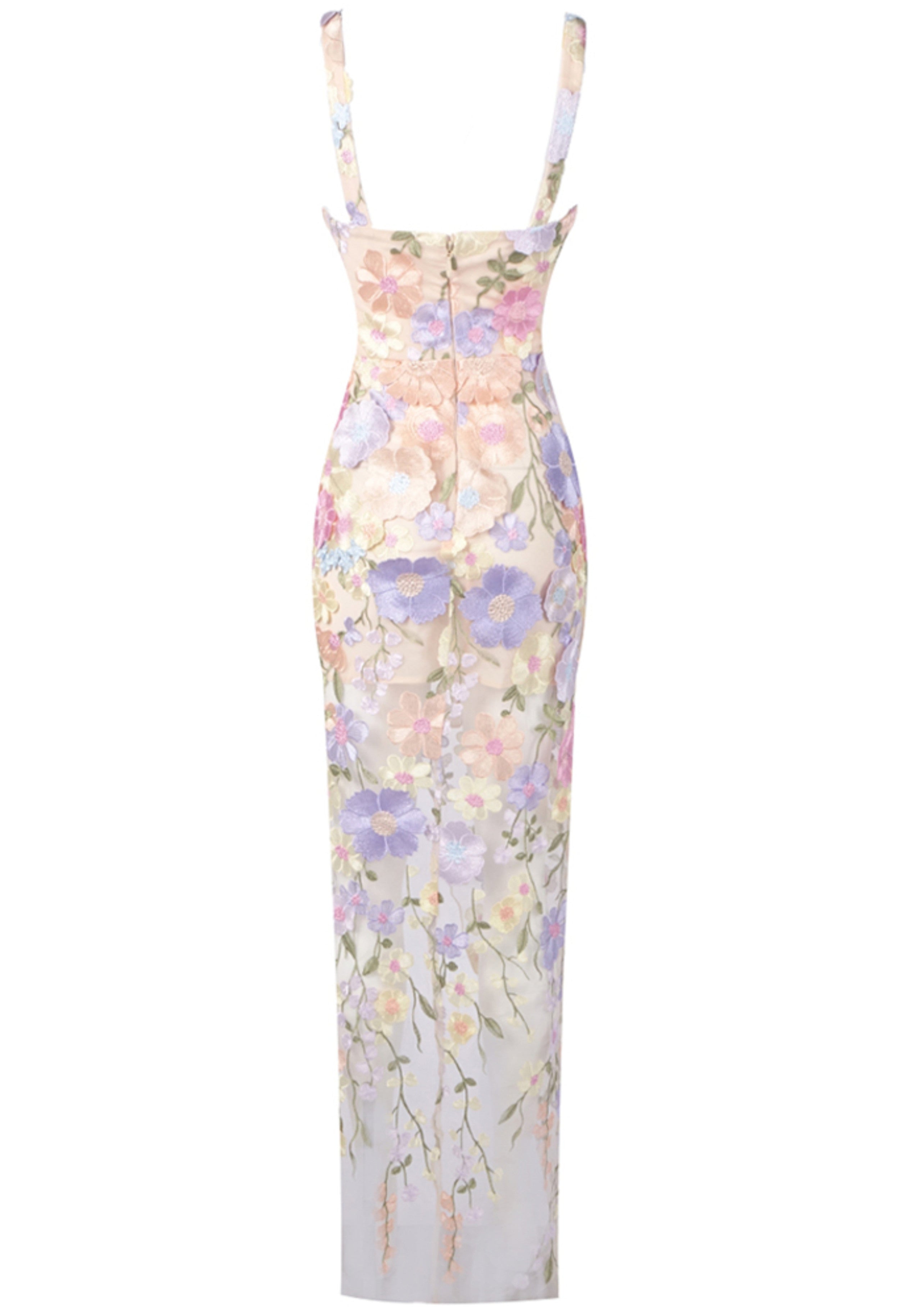 Zigmund Floral Embroidered Maxi Dress In Lavender