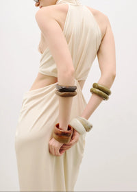 Emanar Draped Cutout Detail Maxi Dress In Ivory